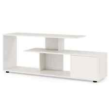 Home Entertainment Center TV Stand w/ Storage Shelves & Cabinet-White