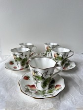 5x Coalport strawberry Pattern Cups And Saucers