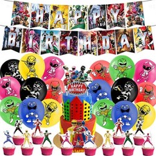 Power Rangers Kid Happy Birthday Decoration Banner Balloon Cake Topper Supplies
