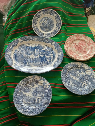 Vintage plate set pink - vintage,