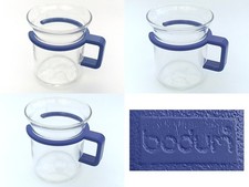 Set 3 Bodum Bistro glass small coffee cup mug plastic vintage retro Picard