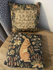 Vintage Buckingham Tapestry Pair Of Small Blue Velvet Cushions