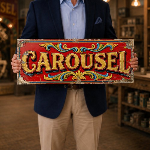 Carousel wooden sign large - carousel,