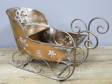 Antique Gold Metal Christmas Sleigh Decoration – Festive Table Centrepiece