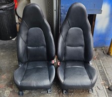 MAZDA MX5 LEATHER SEATS - BLACK - PAIR - MK1 / 2 (1989 to 2005) ON RUNNERS