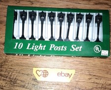 Vintage Set of 10 Miniature Light Posts Street Lamps Christmas Village Plug In