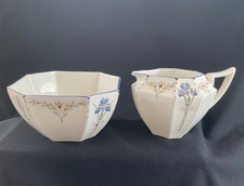 SHELLEY Queen Anne Shape-  BLUE IRIS -  723404 - 11561 Milk Jug and Sugar