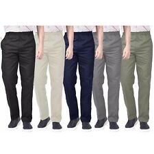 Mens Rugby Elasticated Trousers-Smart Office Casual Work Pants Stretchable Waist