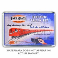 RETRO  EVER READY LONDON UNDERGROUND HO/OO TRAIN SET ART - JUMBO FRIDGE MAGNET