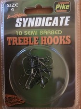 Dinsmores Syndicate 10 Semi Barbed Size 4 Treble hooks - Pike & Predator Fishing