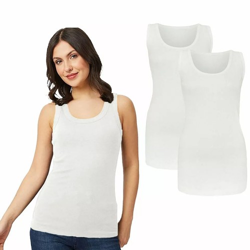 Ladies fitted ribbed vest - ladies,
