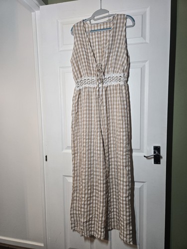Beige white gingham - &, check