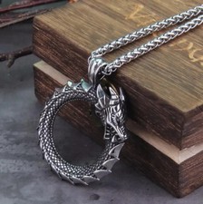 Viking Dragon Necklace Steel