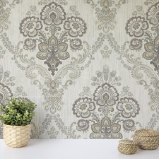 Lilac Paisley Damask Wallpaper