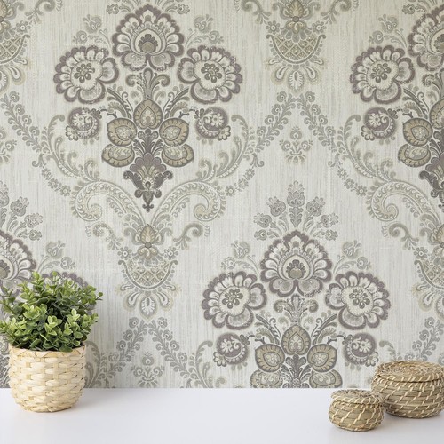 Lilac paisley damask wallpaper - lilac,