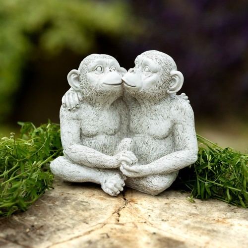 Monkey garden ornament kissing - garden,