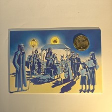 1991 Isle Of Man 50p Coin Christmas Card. Nativity Scene - Diamond Finish UNC