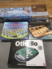 Board Game Job Lot Bundle Othello Backgammon Solitaire, Wordsearch King Choc Etc