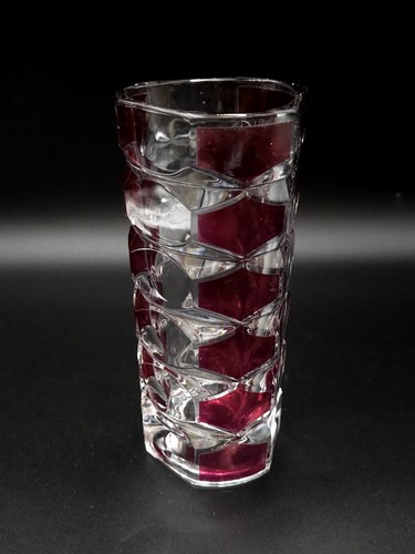 Vintage cut crystal vase - crystal, ruby