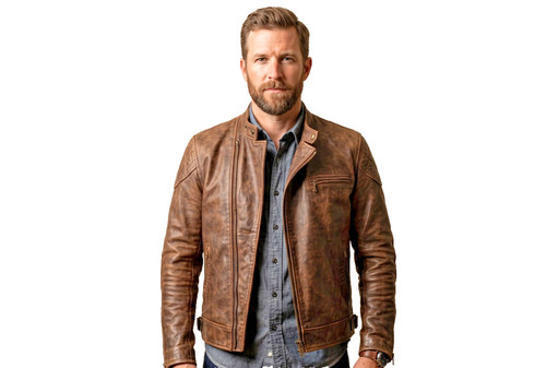 Men racer leather jacket - men's,