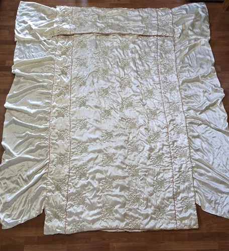 Vintage satin bedspread set - bedspread,