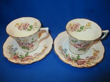 VINTAGE SPENCER STEVENSON "POPPY" BONE CHINA 2 x TEA SETS CUP and SAUCER