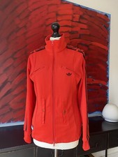 Adidas Retro Red Tracksuit Jacket Ladies Size 12-14 Slim Fit Military Style