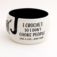 HOMBELLA Ceramic Yarn Bowl – Funny Crochet Gift – Large Knitting Wool Holder