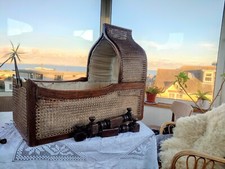 Victorian Mahogany and upholstered rocking crib / cot