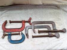 4 Vintage Woodworkers G Clamps 3" to 6"