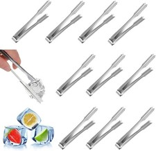 10 Pcs Ice Tongs, 6 Inch, Stainless Steel Mini Sweet Food Small Buffet Serving K