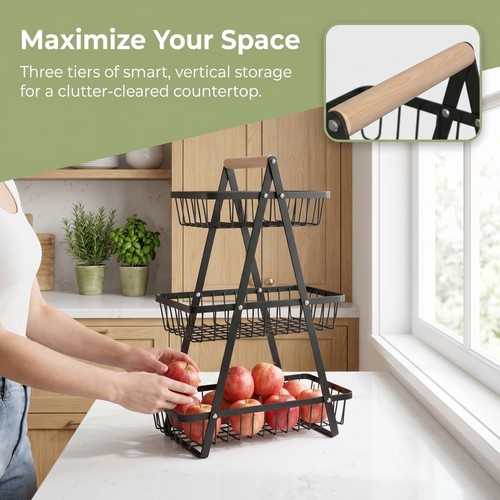 3tier fruit basket handle - fruit,