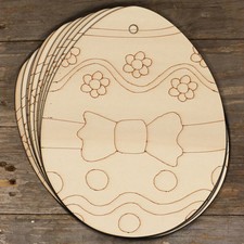 10x Wooden Easter Egg with Bow