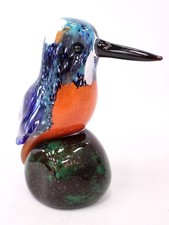 LANGHAM GLASS Hand Made Signed KINGFISHER By Paul Miller 14cm Figurine - S77