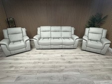 DOMINO Leather 3 Seater Sofa + 2 x Armchairs Set, Power Recliners - RRP £3,495