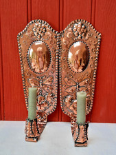 Antique Swedish copper wall candle sconces