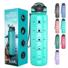 Taspire 1L Water Bottle with Straw Time-Marked Leakproof BPA-Free Hydration