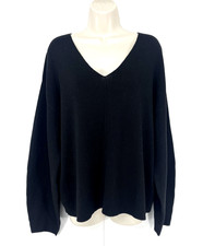 H&M Conscious Soft Thin Knit WOOL Blend Women's Black Oversized Jumper UK 8 10 S