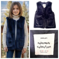 Zara Girls Navy Blue Faux Fur
