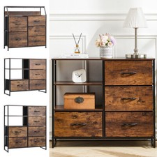 Rustic Bedside Table Cabinet Nightstand Drawers Shelf Storage Bedroom Wide/Tall