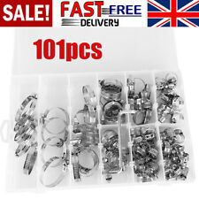101XAssorted Stainless Steel Hose Clamp Kit With No Driver Jubilee Clips Set UK