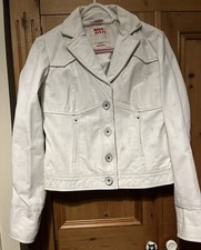 Vintage Miss Sixty distressed white Leather Jacket 