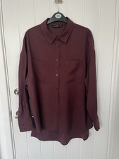 Burgundy Wine Pinstriped  Shirt Size 14