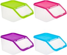 Invero® 4x Set of Kitchen Dry Food Storage Plastic Tub Containers with Scoop ide