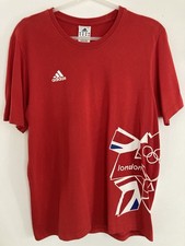 LONDON 2012 OLYMPICS ADIDAS RED TRAINING T-SHIRT ADULT MENS MEDIUM
