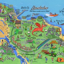 Tea Towel Map Llandudno, Conwy