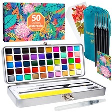 Watercolour Paint Set, 50 Vivid Colors in Portable Box, Art Supplies for Adults