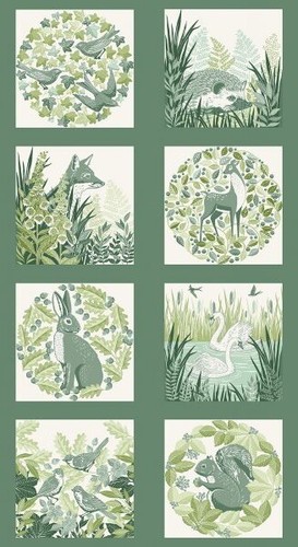 Foxwood green wildlife cotton - green,