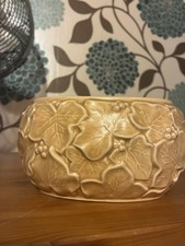 Sylvac Vintage Plant Pot 2027 Oval Shape with Leaf Pattern