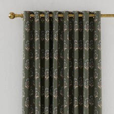 Joules Chamomile Lined BLACKOUT EYELET Curtains in OLIVE W228CM DROP 182CM